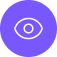 White outline of an eye inside filled purple circle.