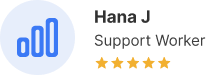 Review by Hana J, support worker, giving 5 stars.