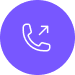 White telephone outline inside of a filled purple circle.